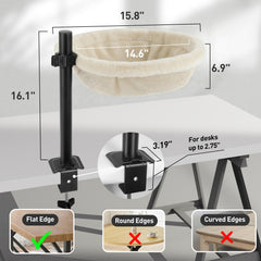 JSLIN Cat Desk Bed clamp-on mount keeps desk undamaged and stable.