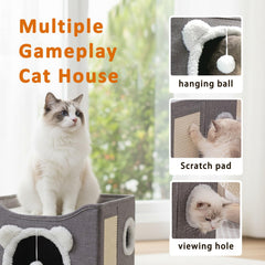 JUDERWOO cat house bottom cave plush bed for cozy hideaways