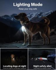 Jugbow LED light on collar helps locate your dog at night.