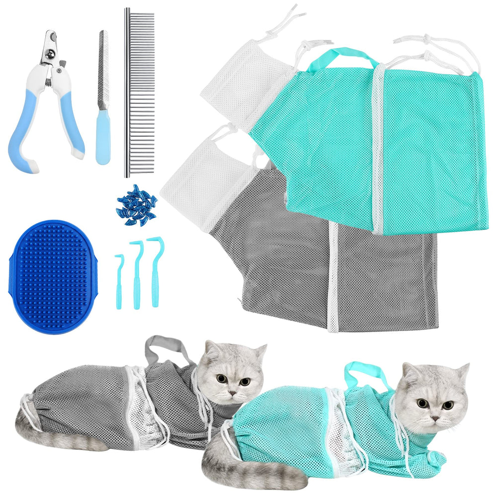 JULMELON cat washing bag enables a secure, stress-free bath with reduced scratching.