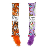 Jumpaws catnip kicker with feathers invites indoor play and stimulation.