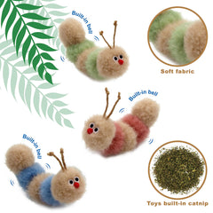 Jumpaws catnip-filled caterpillar toy with a rattle for engaging play.