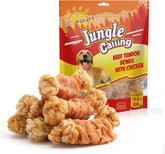 Jungle Calling beef tendon chew for dogs, long-lasting entertainment during play sessions.