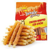 Jungle Calling chicken-wrapped cod stick dog treat, 4.5 inches, long-lasting chew for dogs