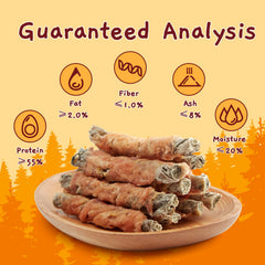 Jungle Calling Cod Skin Dog Chew close-up highlighting a digestible chew option