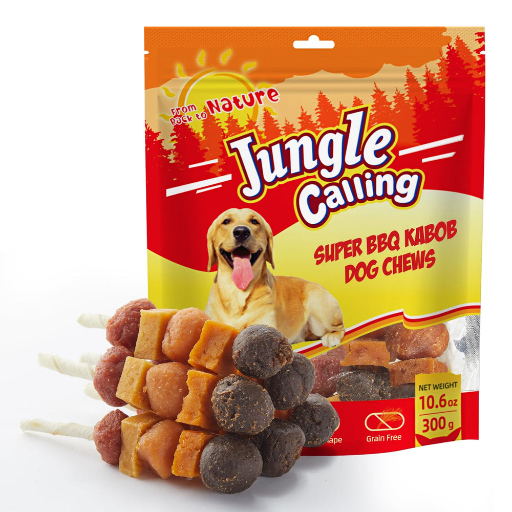 Jungle Calling dog kabobs assembly view shows real ingredients for tasty engagement