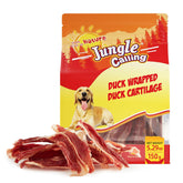 Jungle Calling duck wrapped bones pack front shows protein-rich dog treats for strong joints