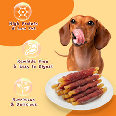 Jungle Calling training reward sticks shown with a focused dog.