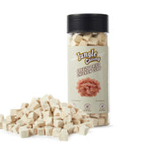 Jungle Calling freeze dried chicken cubes in jar for high protein rewards.