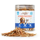 Jungle Calling freeze dried minnows jar shows high-protein cat and dog treats for daily nutrition.