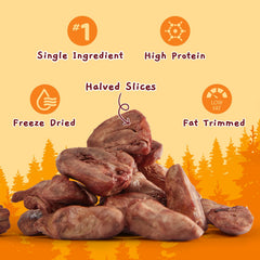 Jungle Calling single-ingredient chicken hearts highlighting clean protein for pets