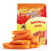 Jungle Calling Sweet Potato Treat Strip close-up, single-ingredient snack for easy digestion.