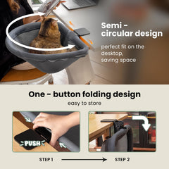 JUNSPOW cat desk bed mesh cover provides soft, warm rest for cat