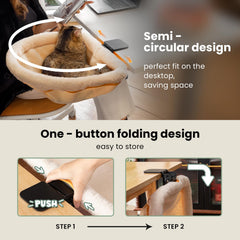 JUNSPOW Cat Desk Bed Faux Rabbit Fur provides soft warmth for naps