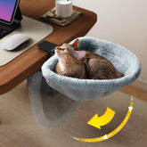JUNSPOW Cat Desk Bed demonstrating effortless one-click folding for storage.
