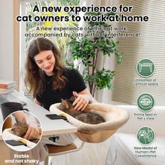 JUNSPOW Cat Desk Bed Sunken Design creates a secure sleep spot on the desk