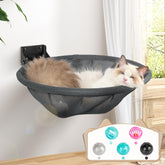 JUNSPOW wall-mounted cat hammock with foldable design for space-saving bedrooms.