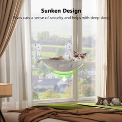 JUNSPOW cat window perch uses suction cups for a stable hold.