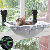 JUNSPOW cat window perch with sunken design for secure curling.