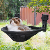 JUNSPOW cat window perch with sunken design for secure curling and comfort.