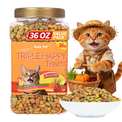 Just Try 36 oz cat treats packaging for bulk savings in multi-cat homes.