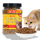 Just Try chicken cat treats in bag front, ideal as a tasty indoor reward.