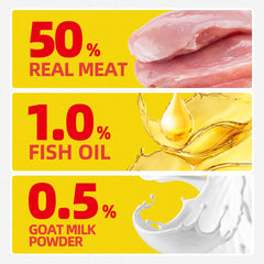 Just Try chicken cat treats in hand, perfect snack for training rewards.