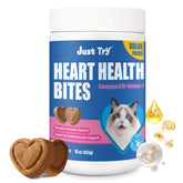Just Try CoQ10 Heart Bites for cats, chicken-chews front view, appealing daily heart support.