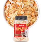 Just Try Krill Toppers with chicken egg yolk; meal enrichment for pets.