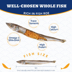 Just Try minnow omega-3 graphic showcasing DHA and EPA for skin and coat health.