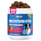 Just Try Taurine dog vitamins bottle showing daily health support