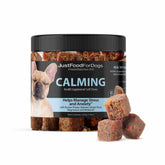 JustFoodForDogs calming soft chews close-up for daily relaxation and comfort.
