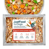 JustFoodForDogs frozen fresh beef with russet potatoes packaging front view for convenient meal planning