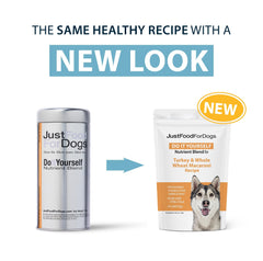 JustFoodForDogs Nutrient Blend cooking guide presents step-by-step instructions for nutritious meals.