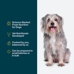 JustFoodForDogs Nutrient Blend human-grade label indicating quality and safety