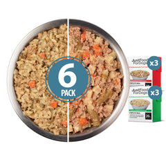 JustFoodForDogs Pantry Fresh variety pack image: beef and chicken dinner for dogs, complete meal option
