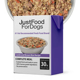 JustFoodForDogs Pantry Fresh lamb and brown rice pack of 12 for balanced meals.