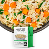 JustFoodForDogs Pantry Fresh packfront shows a complete meal option for dogs