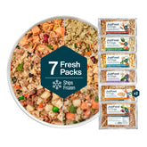 JustFoodForDogs sampler pack 18oz offering six recipes for variety.
