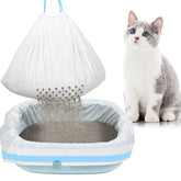 Jutom 84-count litter liner close-up showing a secure drawstring for spill-free handling.
