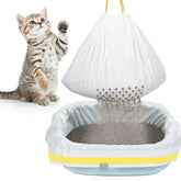 Jutom litter liner drawstring close-up showing durable ties for spill-free lifting