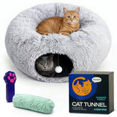 JUUAI Cat Donut Tunnel Bed circle open for cozy nesting and play.