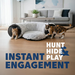 JUUAI Cat Donut Tunnel Bed zipper transition shows versatile shape-shifting space.
