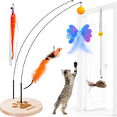 JXFUKAL interactive cat toy base – stable wooden platform for confident play.