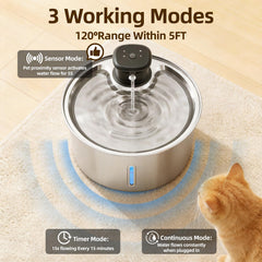 Jzla Pro cordless fountain powered by battery enables flexible placement.