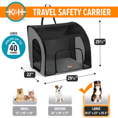 K&H Travel Safety Carrier large side mesh windows provide breathable visibility