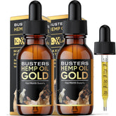 K2xLabs Buster's Gold bottle pour shows easy dosing for pets
