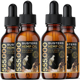 K2xLabs Buster's hemp oil bottle with easy-dosing dropper for pet joint support