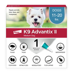 K9 Advantix II medium dog spot-on application on back for quick flea protection