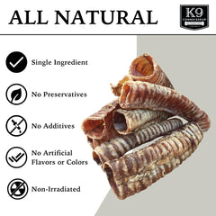 K9 Connoisseur trachea texture close-up shows a natural single-ingredient chew